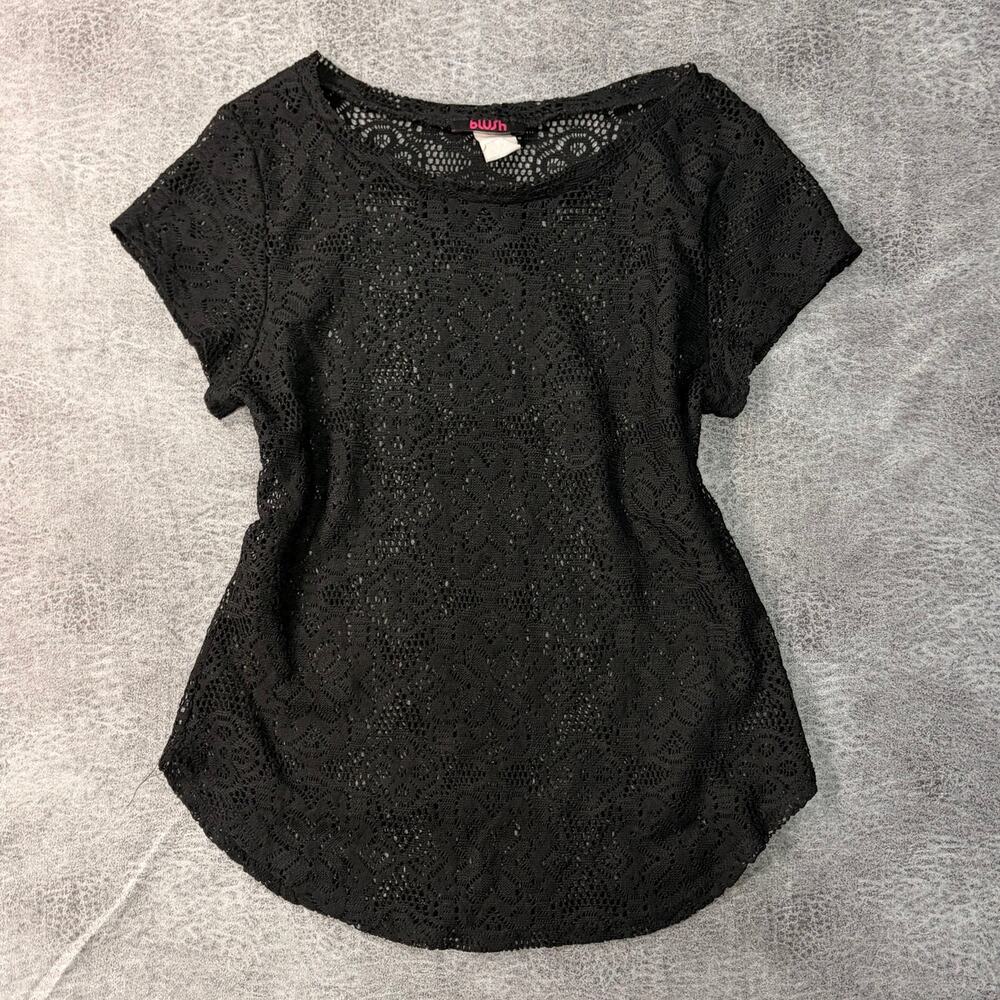 Y2k Black Lace Floral Top